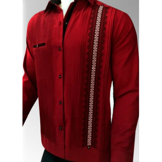 Long Sleeve Dark Red Collar Executive Shirt for Men