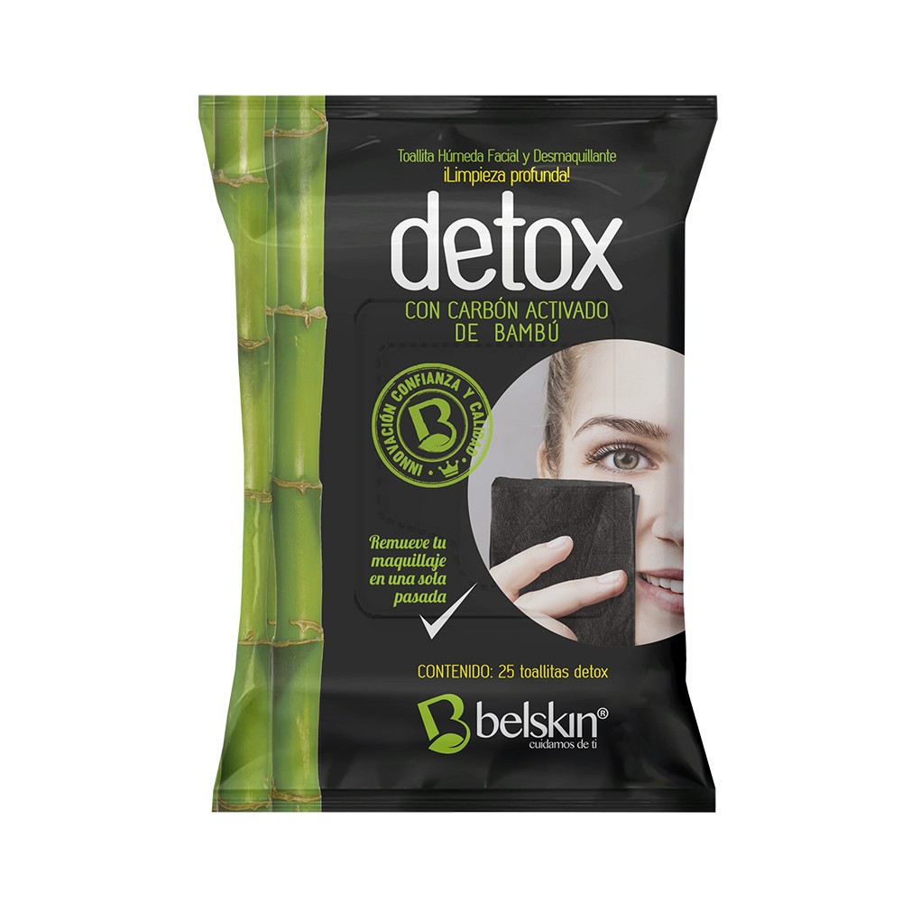 Facial wipe, make-up remover and detox
