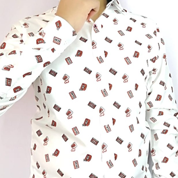 White Long Sleeve Printed Shirt