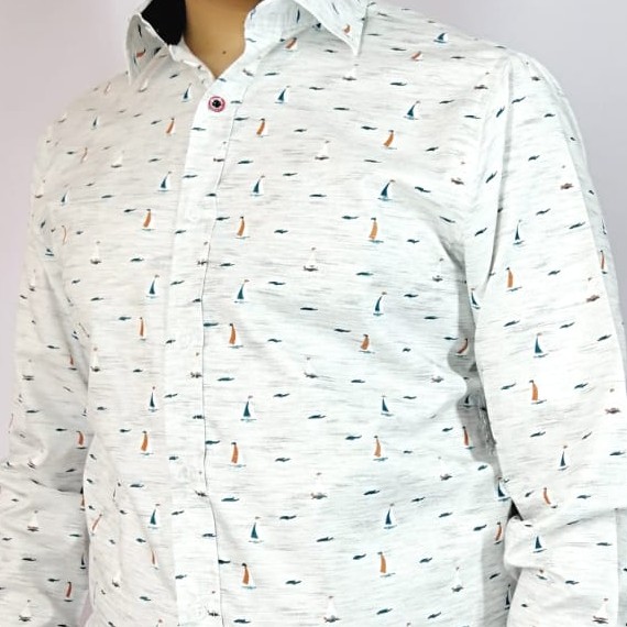 White Long Sleeve Printed Shirt