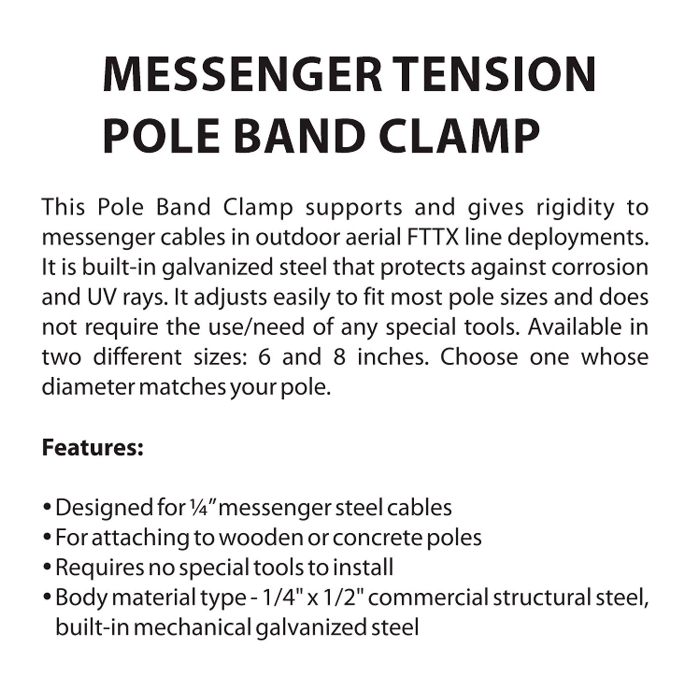 MESSENGER TENSION POLE BAND CLAMP