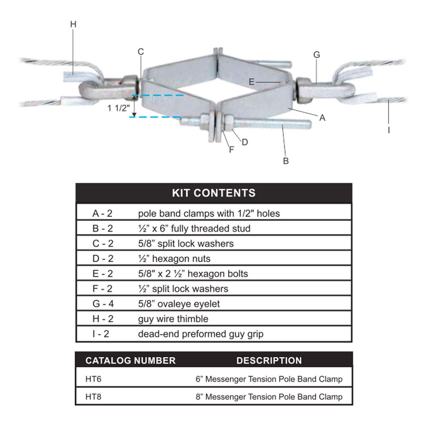 MESSENGER TENSION POLE BAND CLAMP