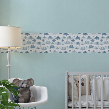 DECORATIVE BORDER - BLUE ELEPHANT