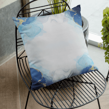 CUSHION - BLUE AND GOLD