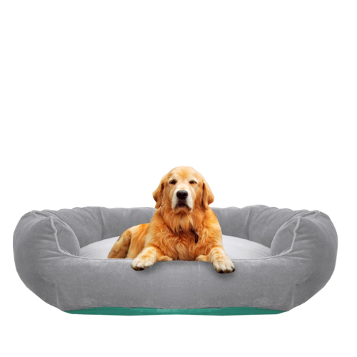 Round Gray Pet Bed with Removable Cushion