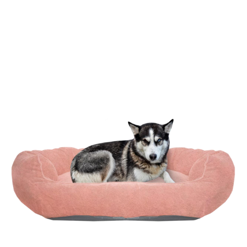 Remobable Cushion Pink Velor Pet Bed