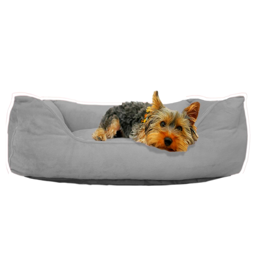 Rectangular Premium Gray Velor Pet Bed