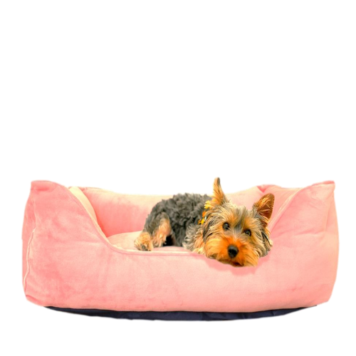 Rectangular Premium Pink Velor Pet Bed