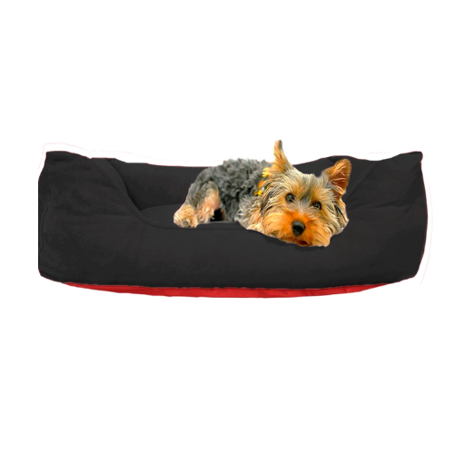 Rectangular Premium Black Velor Pet Bed