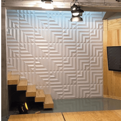 Zigzag Depth Illusion Wall / 3D Chevron Wall Pattern / Modernistic Vortex Design
