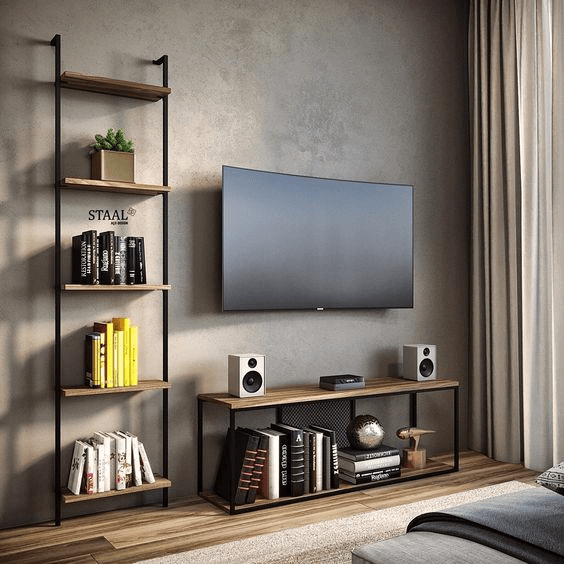 Customized TV stands / Industrial / Handcrafted Media Unit / Personalized Wood-Metal Mix