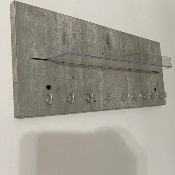 Wall Key Holder / Holder With Acrylic Holder and Hooks / Entryway Hanger