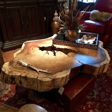 Raw Edge Wood Slab Coffee Table / Textured Live Edge Table / Organic Wood Coffee Table