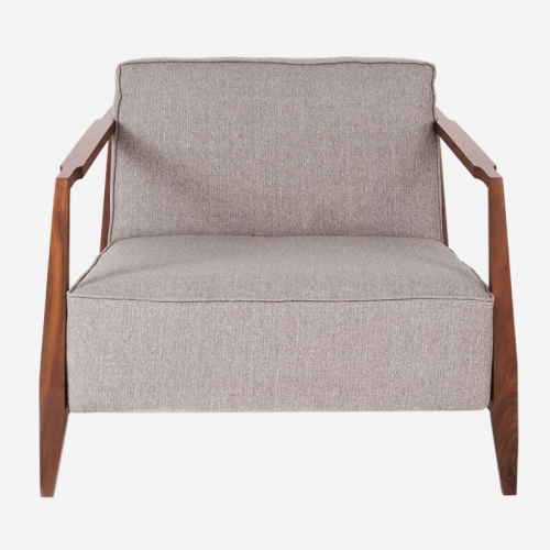 Oversized Lounge Seat / Linen Cushioned Single Sofa / Cozy Reading Chair