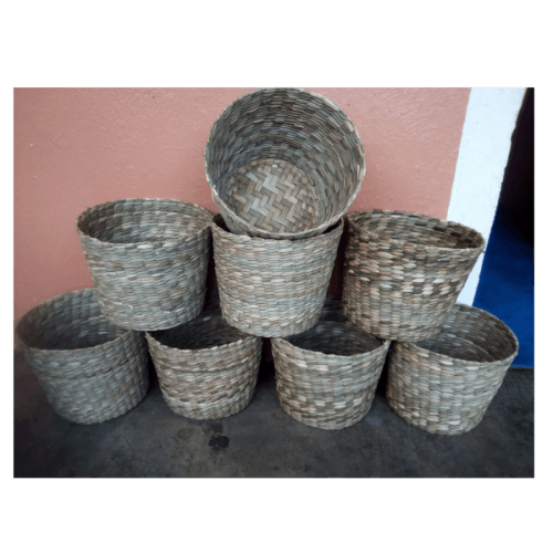 Natural Woven Braided Round Shelf Baskets / Palm Leaf Storage Chest Storage Basket /