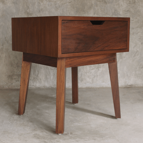 Mid-century Bedside Table / Single Drawer / Tapered Legs Design