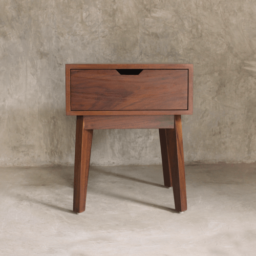 Mid-century Bedside Table / Single Drawer / Tapered Legs Design