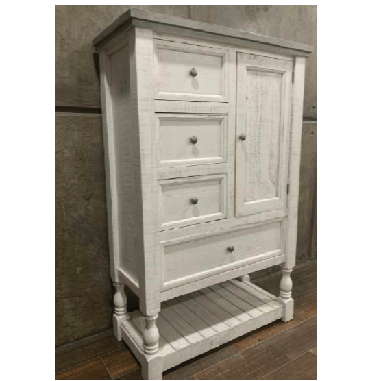Oklahoma Cabinet / Rustic White Nightstand with Shelf / Farmhouse Style Bedroom Dresser