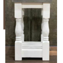 Distressed White Lamp Pedestal / Vintage Plant Stand / Rustic Display Pillar