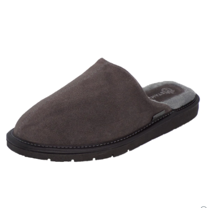 Men's Textile House Shoes / Woven Slipper / Genuine Suede Men's Slippers, STAHL Grey