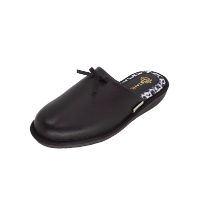 Women's Genuine Leather Slippers, STAHL Black color