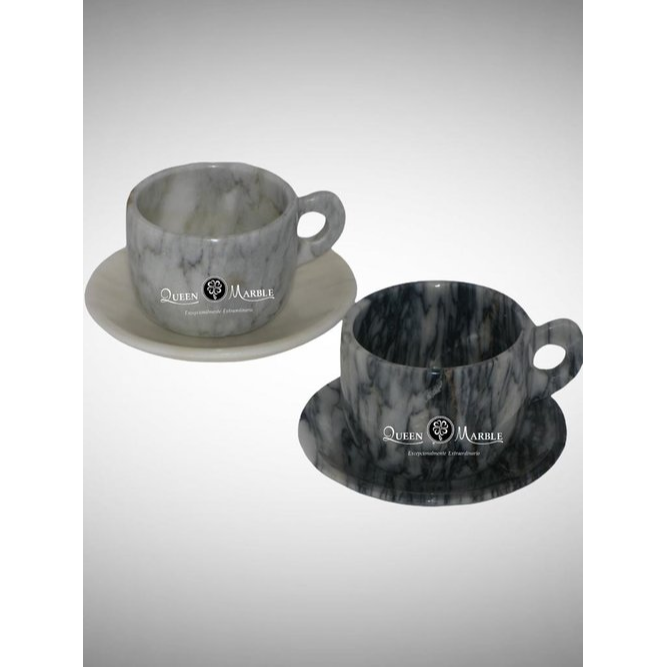 Marbled Tea Cup Set / Elegant Beverage Duo / Designer Coffee Cups