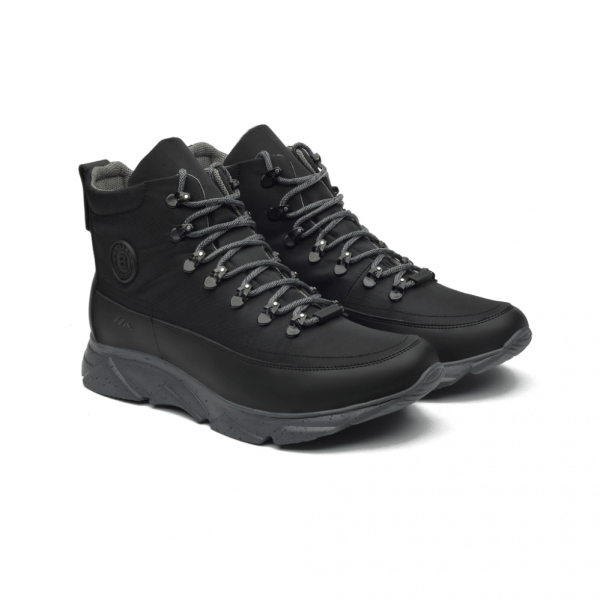 Black Mid-High Textile and Synthetic Boot