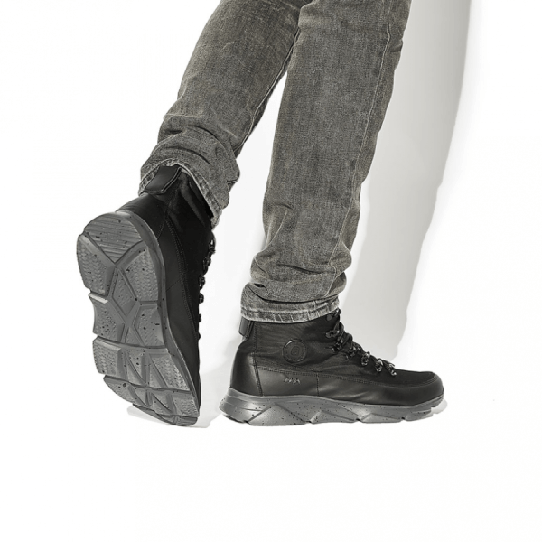 Black Mid-High Textile and Synthetic Boot