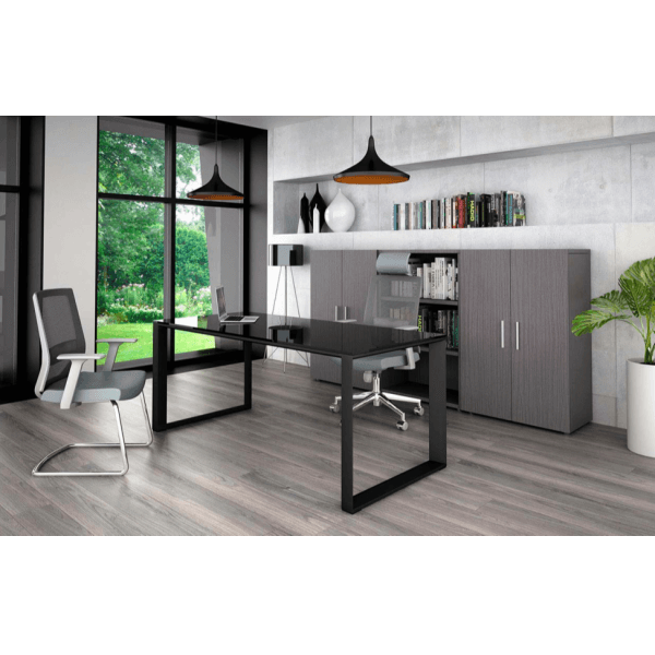 Modern Minimalist Office Desk with Glossy Finish / Sleek Desk / Modern Workspace / Clean Lines Desk