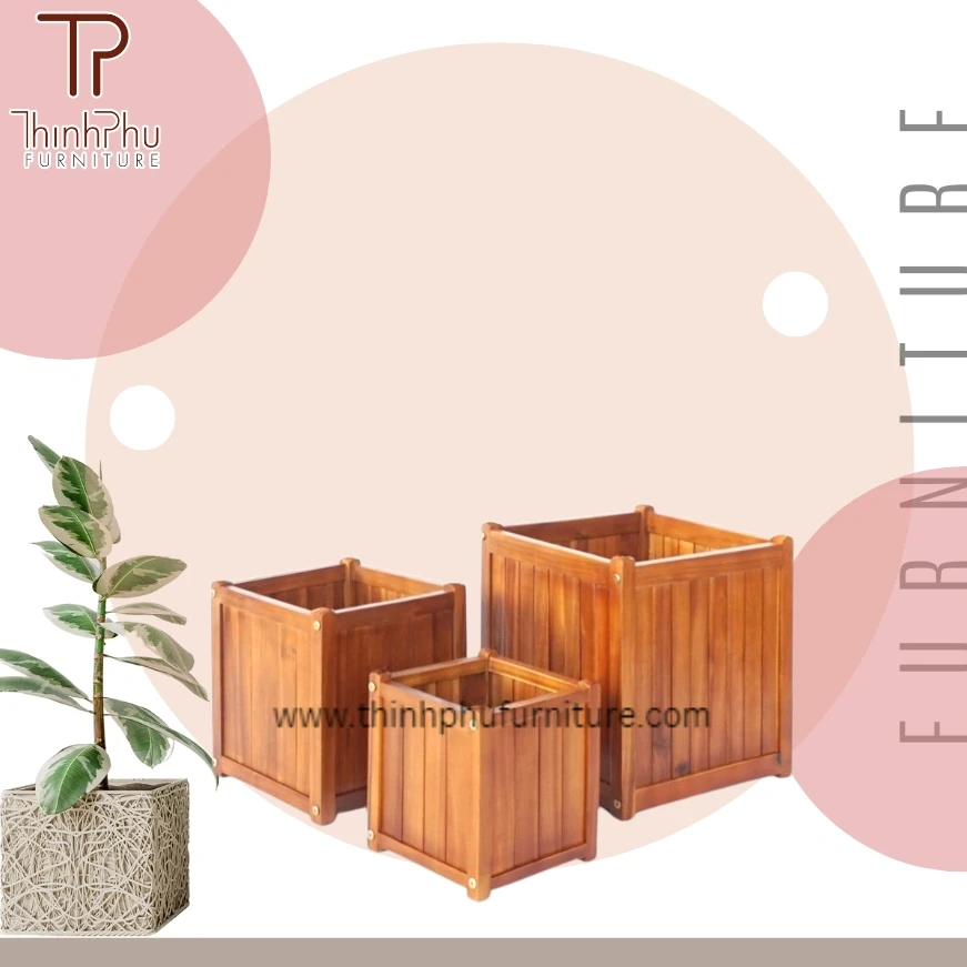 New Design Wooden flowers planter decor garden - wood furniture - outdoor furniture Vietnam Supplier