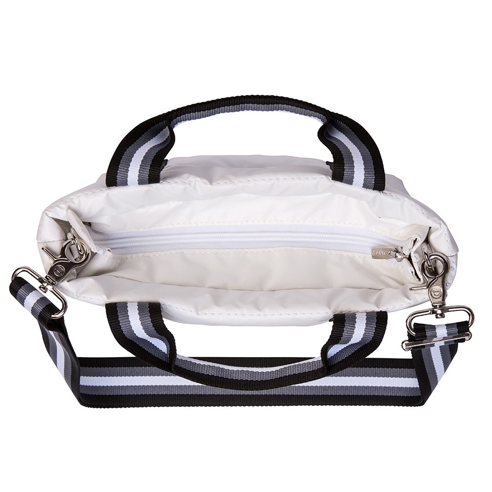 White Básica Mini with Lined Adjustable Strap