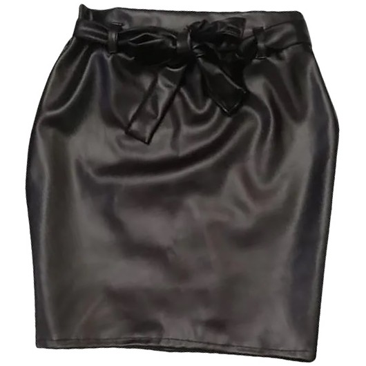 Vinileather Tight Skirt With Belt