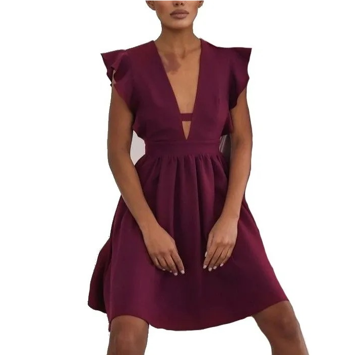 Ruffled V Neck Dress