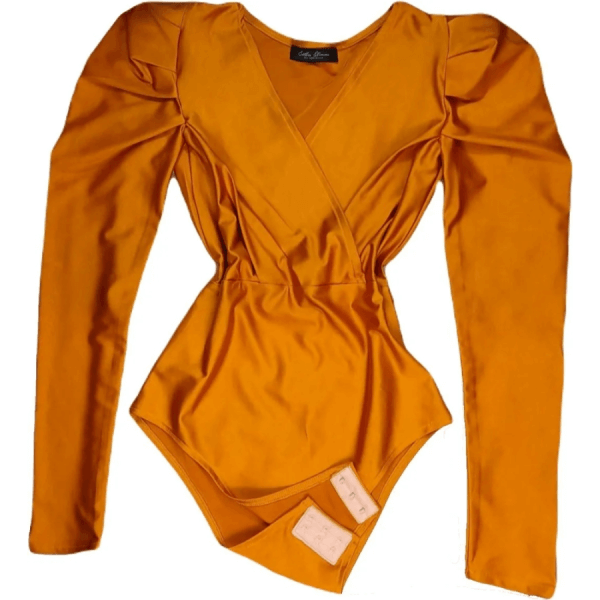 Bodysuit V Neck Long Sleeves With Bloomers Shoulders
