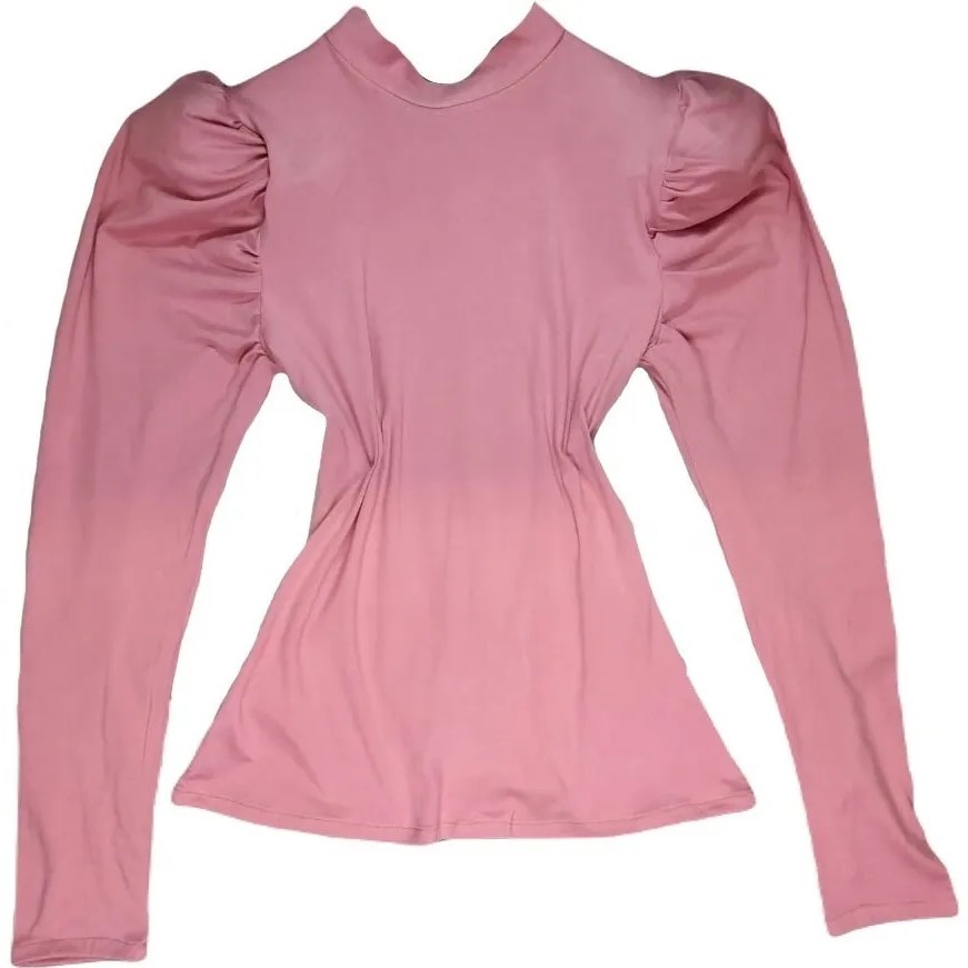 High Neck Long Sleeve Bodycon Blouse
