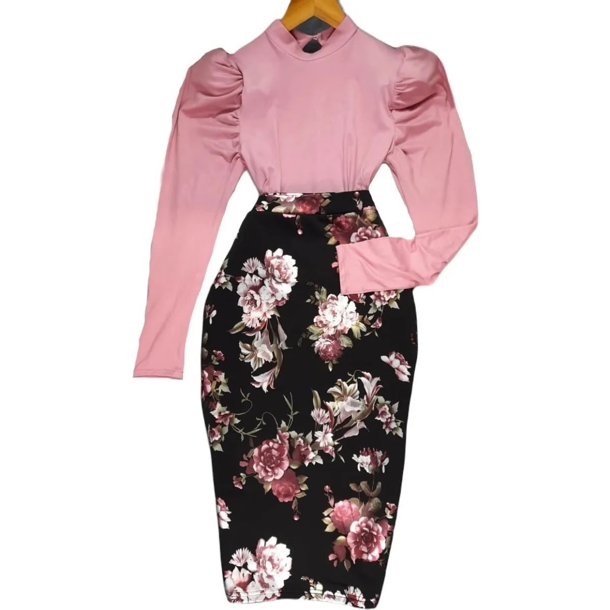 Printed Pencil Skirt And Blouse Set