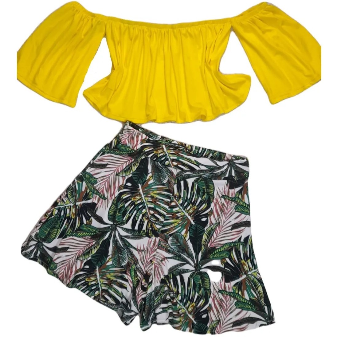 Peasant Blouse And Tropical Short Set