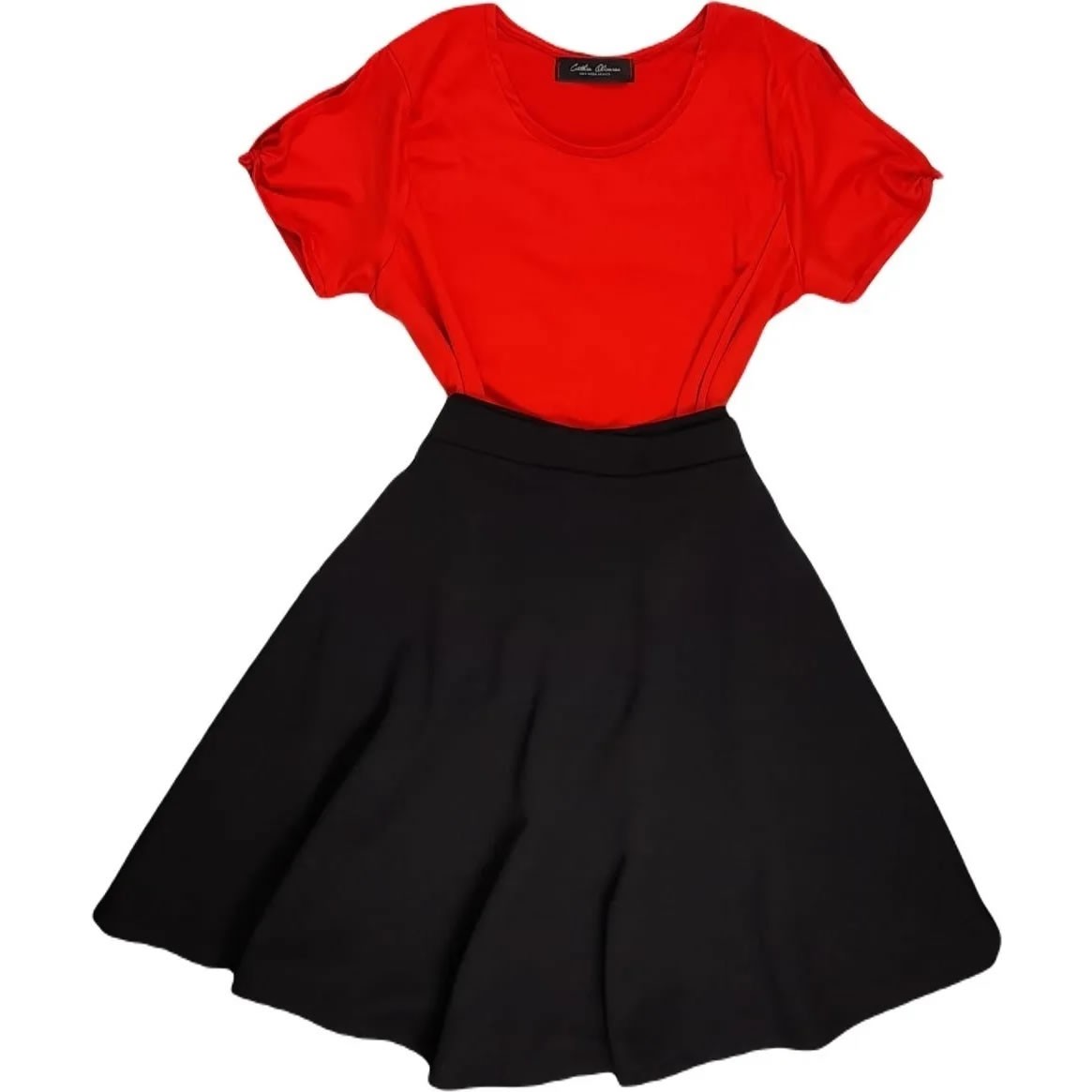 Short Sleeve Blouse And Circular Skirt Set