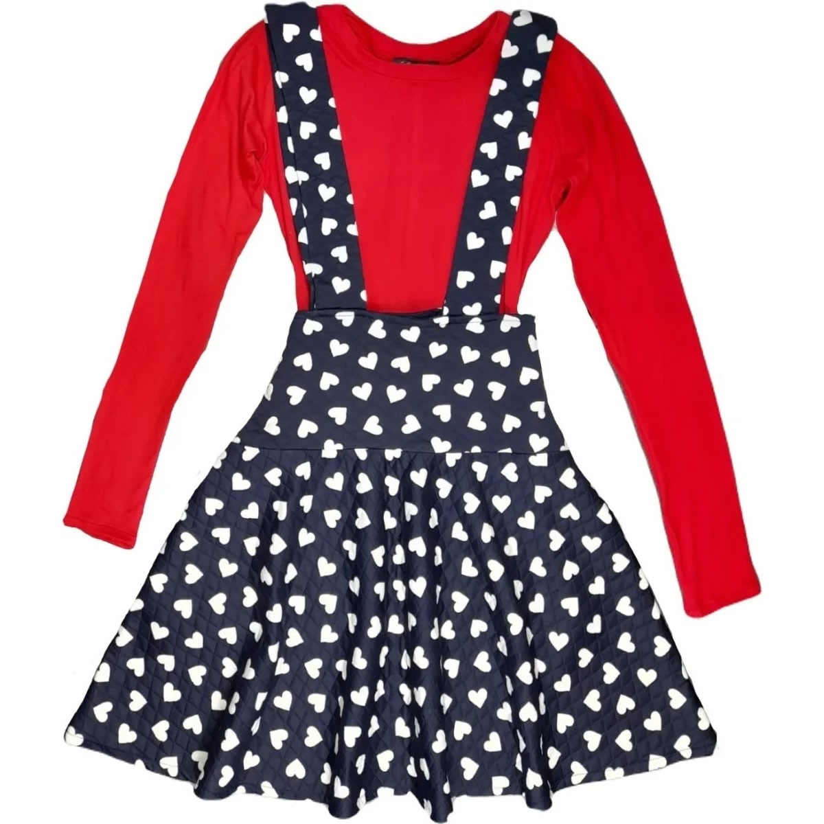 Long Sleeve Blouse With Suspender Skirt Set