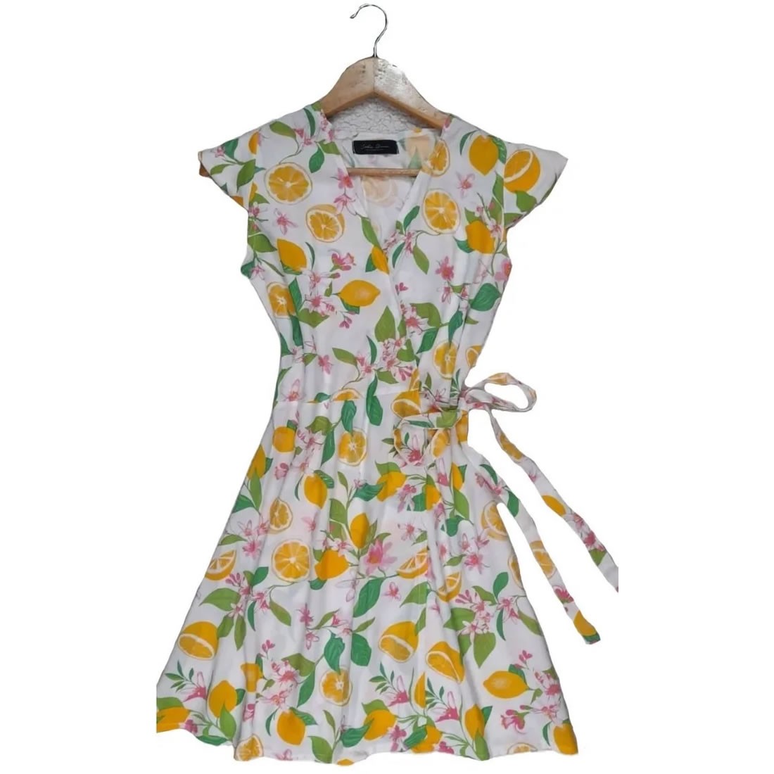 Wrap Around Tropical Print Dress