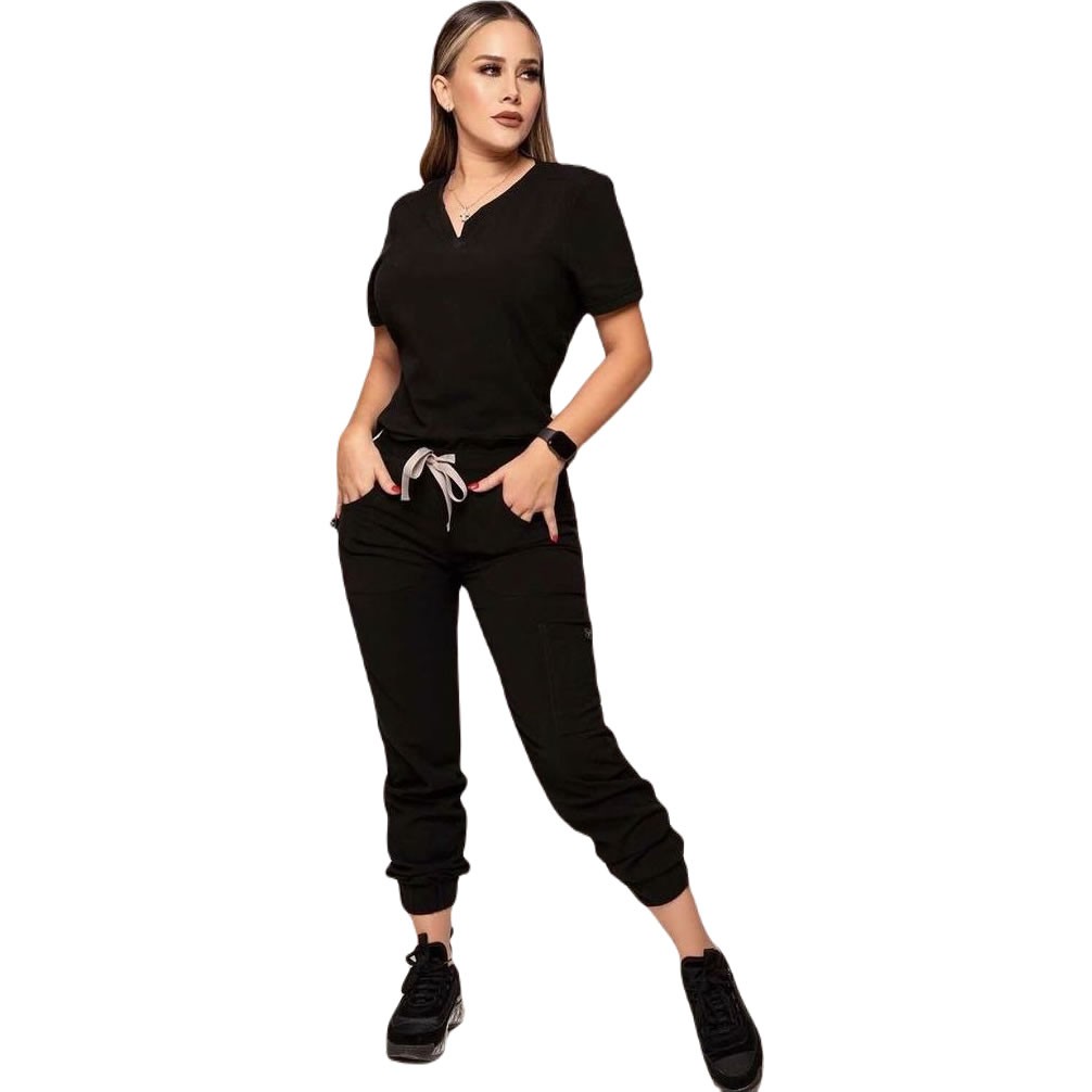 V-Neck Blouse & Jogger Pant Set