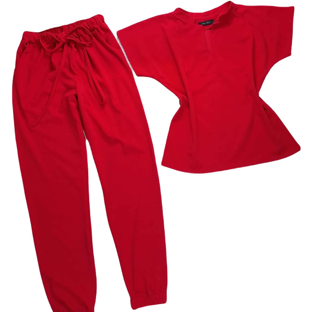 V-Neck Blouse & Jogger Pant Set