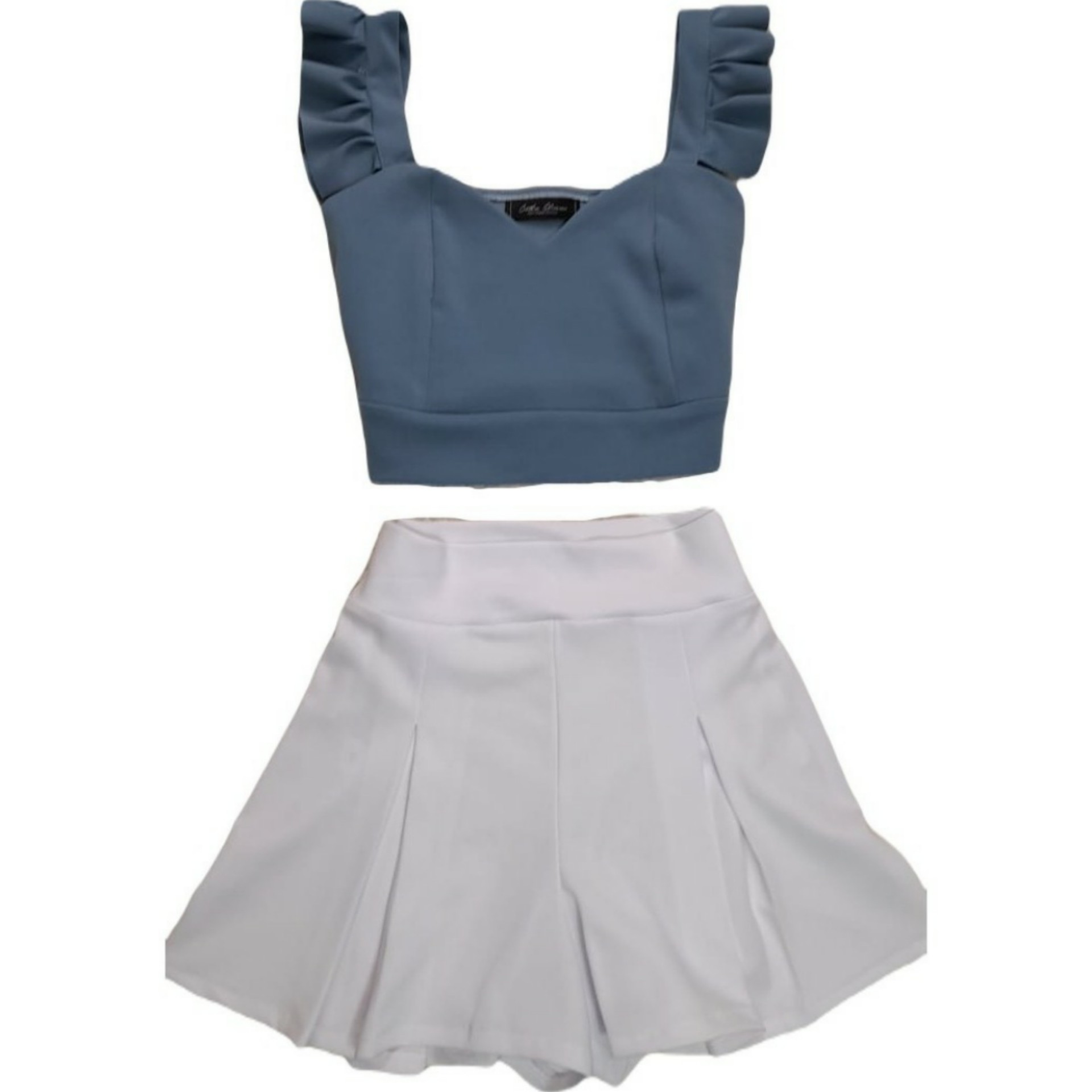 Set Blouse Straps With Ruffles And Short Skirt Cheerleader