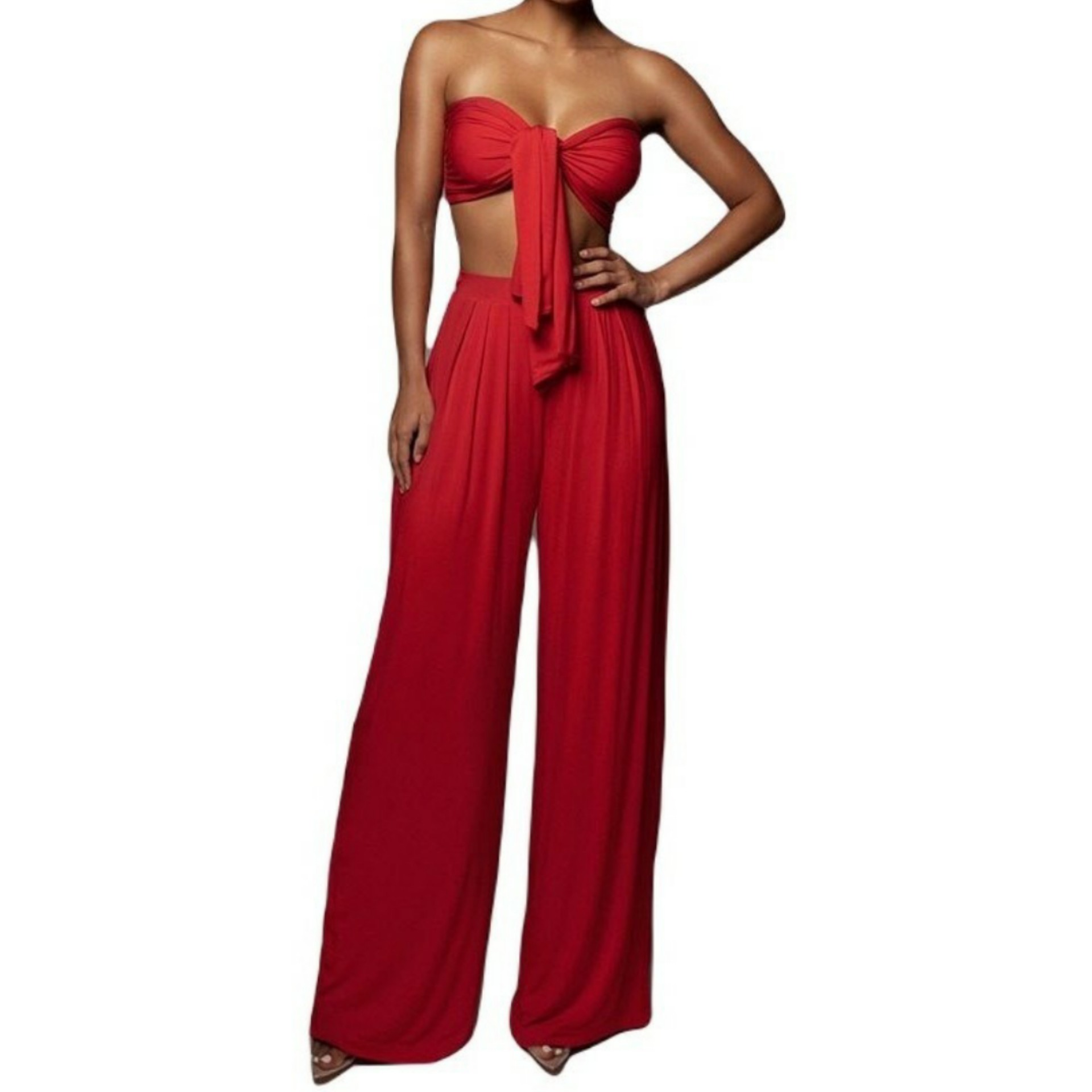 Set Top With Tie And Baggy Pants