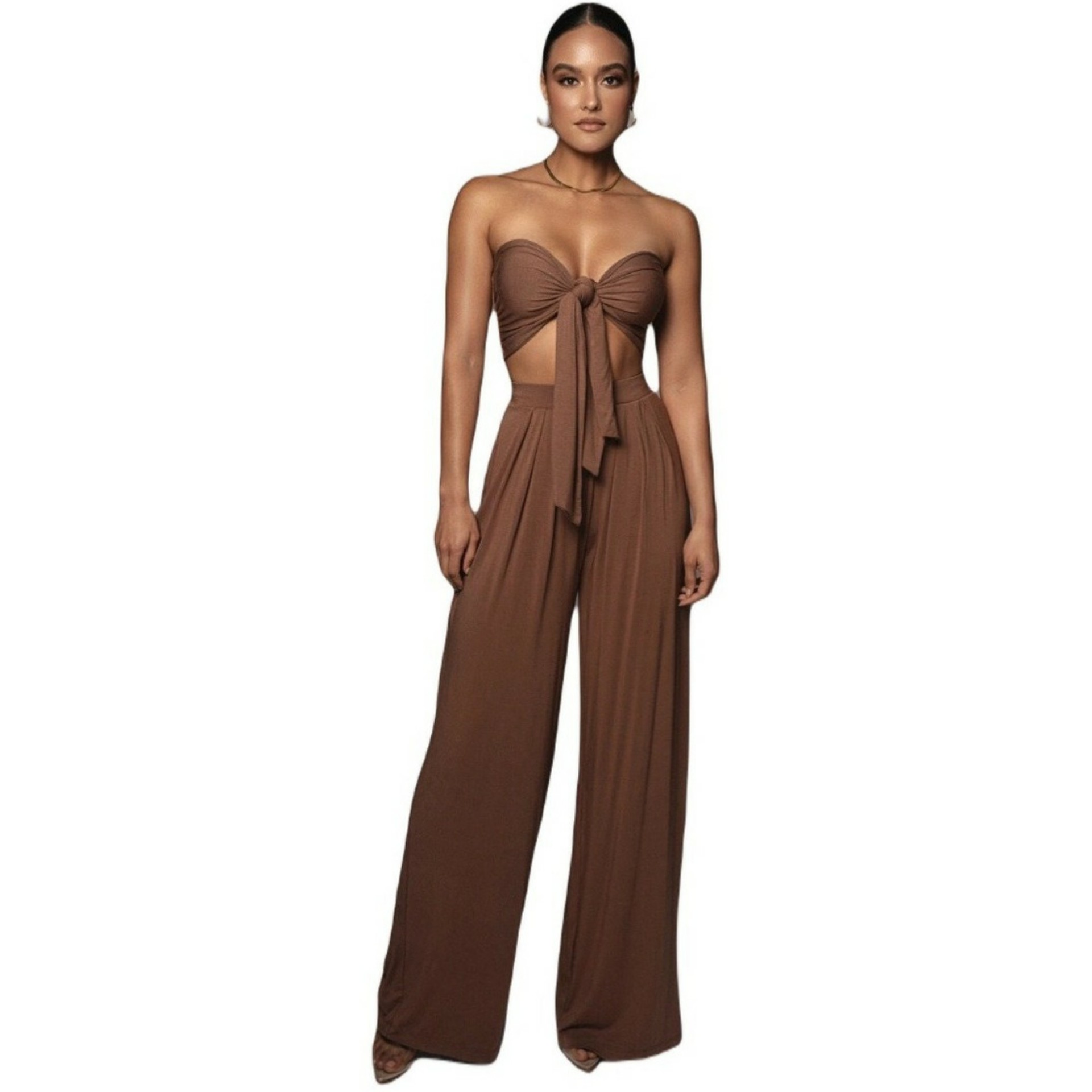 Set Top With Tie And Baggy Pants