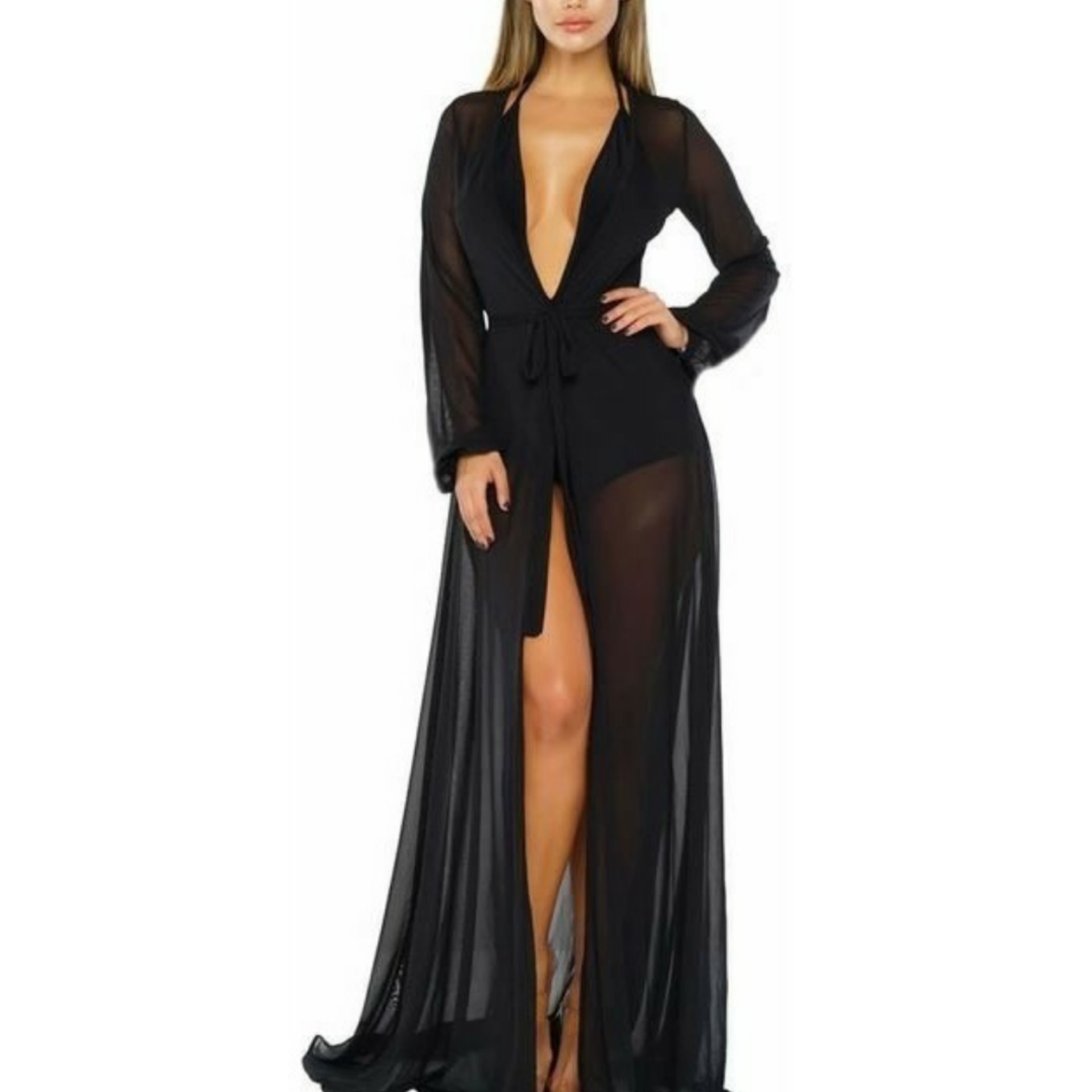Long Sleeve Bathrobe With Bow