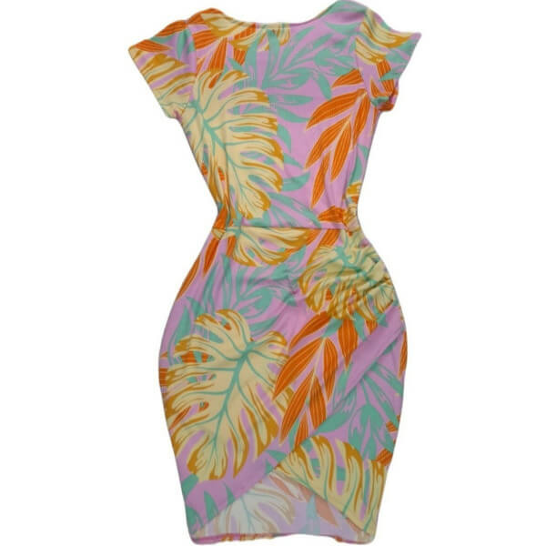 Printed Wrap Skirt Bodycon Dress