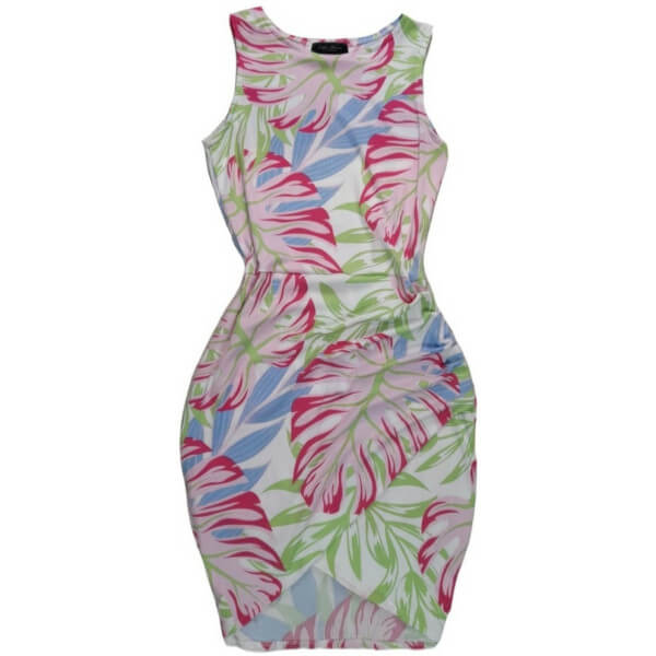 Bodycon Cami Dress With Wrap Skirt Print