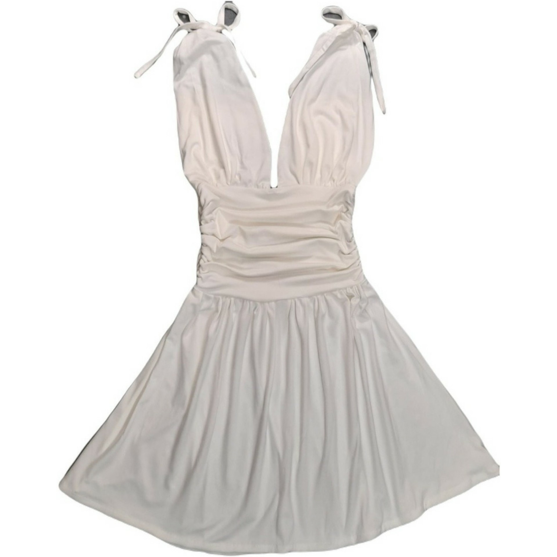 Low-cut Dress With Tie On The Shoulders