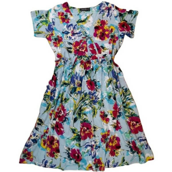 Printed V Neck Dress